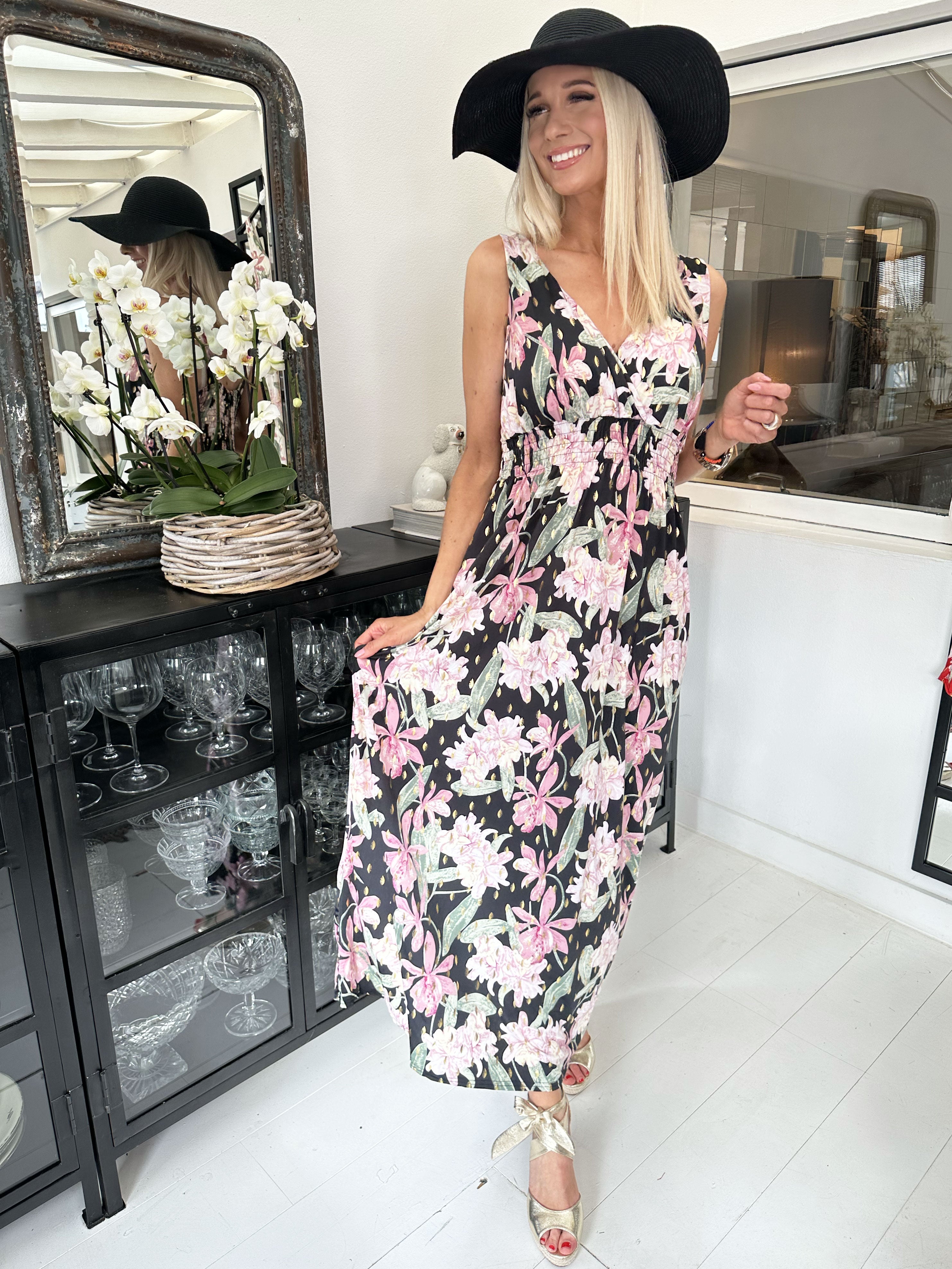 Kenza Flower - Stropkjole i elastisk stof